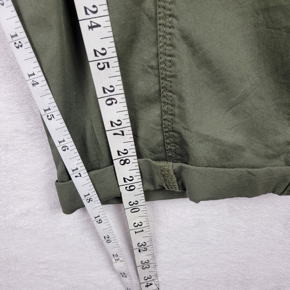 Sz 16 Cargo Capri Green Cuff Stretch Waist Band Vacation Casual Beach Cruise - Picture 8 of 9
